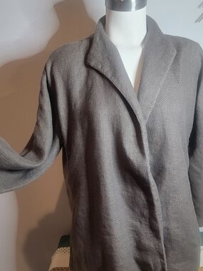 Eileen Fisher Gray Textured Open-Front Blazer
